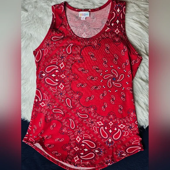 LuLaRoe Red Bandana Print Tank Top - Picture 1 of 4